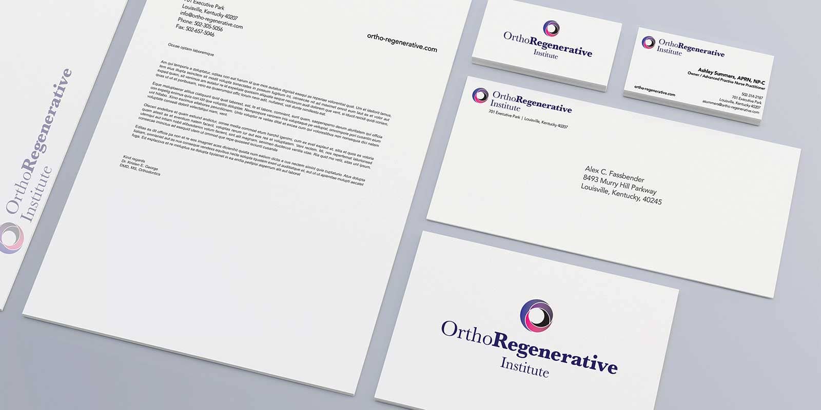 OrthoRegenerative Institute Brand Collateral by Gold Creative Design in Louisville, KY - Stationary Set