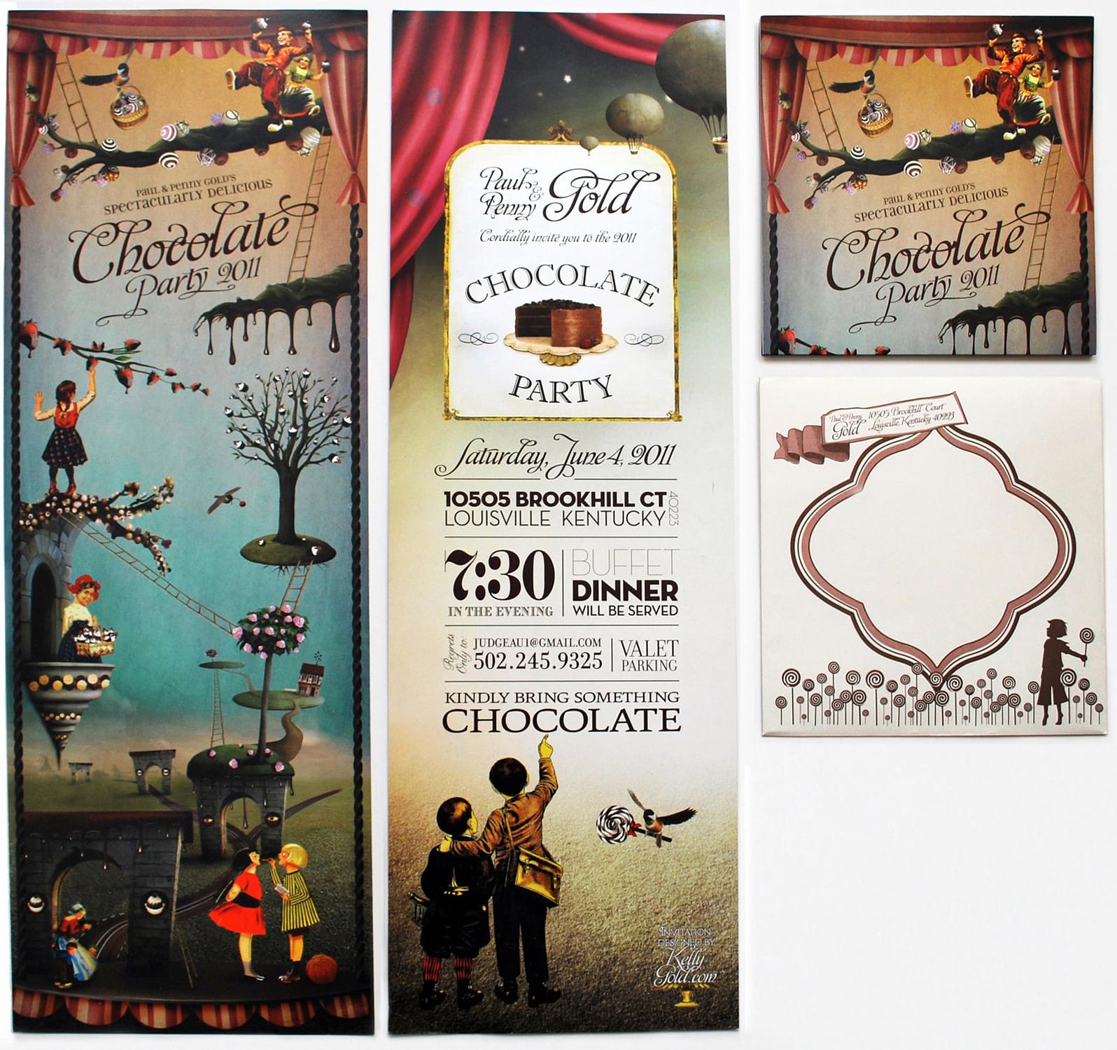 Chocolate Wonderland Chocolate Party Invitation with Envelope Design Studio full set Louisville, KY