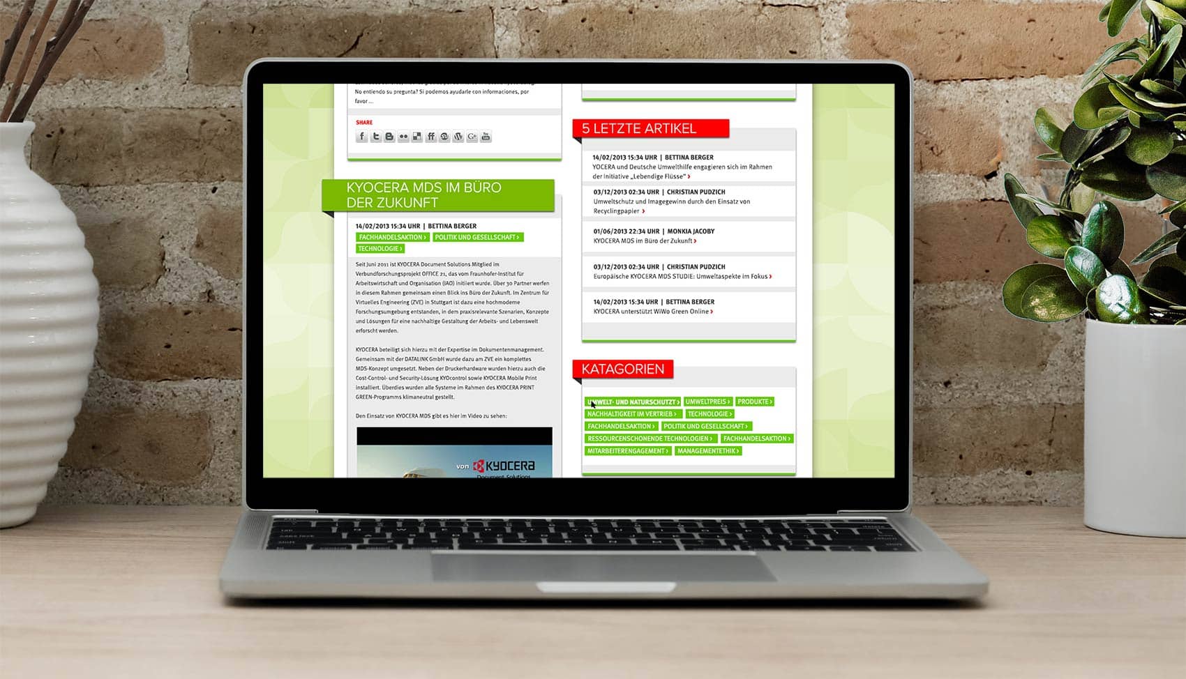 Website front end design screen for Kyocera Documents - Kelly Gold Creative Design